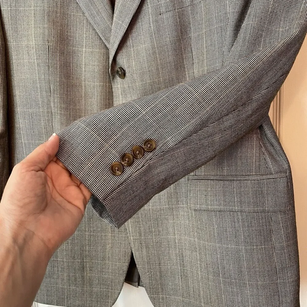 Lauren‎ Ralph Lauren Blazer Men 44R Silk Wool Jacket Union Made Sport Coat Gray - Picture 5 of 6